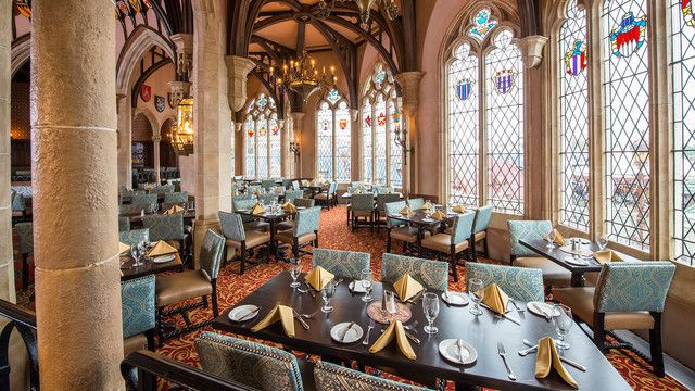 Walt Disney World Magic Kingdom dining table service restaurant menu Cinderella Castle