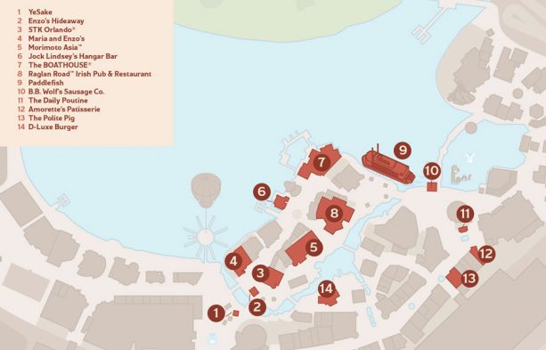 disney springs wonderfall of flavors complete map and menu