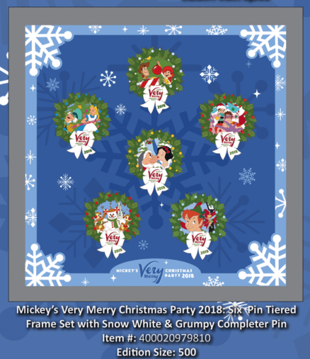 mickey's very merry christmas party framed pin set with completer