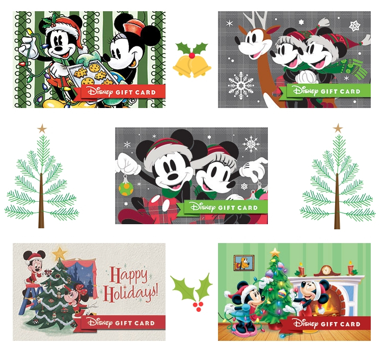 mickey mouse christmas disney gift card